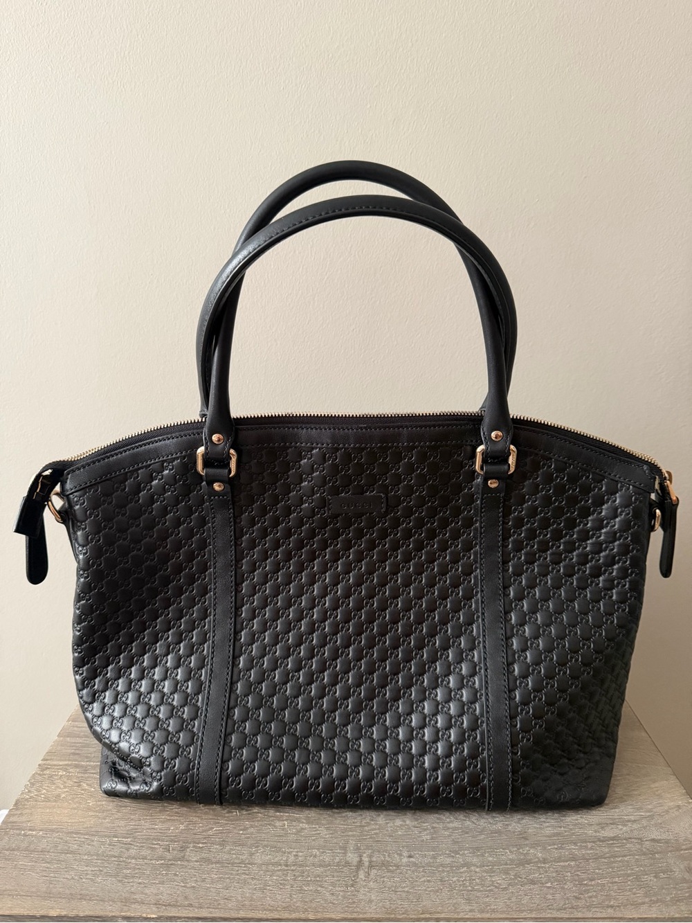 GUCCI Large Dome Micro Guccissima Black Leather Satchel Bag - Picture 8 of 8